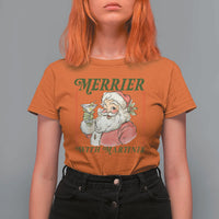 Merrier With Martinis T Shirt For Women Funny Retro Santa Christmas Cocktail Lover - Wonder Print Shop