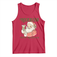 Merrier With Martinis Tank Top Funny Retro Santa Christmas Cocktail Lover - Wonder Print Shop