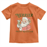 Merrier With Martinis Toddler T Shirt Funny Retro Santa Christmas Cocktail Lover - Wonder Print Shop