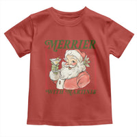Merrier With Martinis Toddler T Shirt Funny Retro Santa Christmas Cocktail Lover - Wonder Print Shop