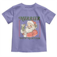 Merrier With Martinis Toddler T Shirt Funny Retro Santa Christmas Cocktail Lover - Wonder Print Shop