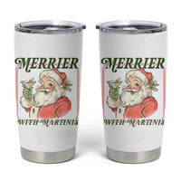Merrier With Martinis Tumbler Cup Funny Retro Santa Christmas Cocktail Lover - Wonder Print Shop