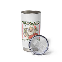 Merrier With Martinis Tumbler Cup Funny Retro Santa Christmas Cocktail Lover - Wonder Print Shop