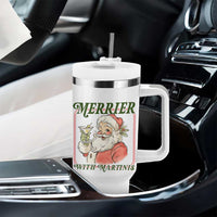 Merrier With Martinis Tumbler With Handle Funny Retro Santa Christmas Cocktail Lover - Wonder Print Shop
