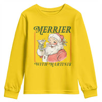 Merrier With Martinis Youth Sweatshirt Funny Retro Santa Christmas Cocktail Lover - Wonder Print Shop