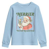 Merrier With Martinis Youth Sweatshirt Funny Retro Santa Christmas Cocktail Lover - Wonder Print Shop