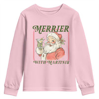 Merrier With Martinis Youth Sweatshirt Funny Retro Santa Christmas Cocktail Lover - Wonder Print Shop