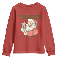Merrier With Martinis Youth Sweatshirt Funny Retro Santa Christmas Cocktail Lover - Wonder Print Shop