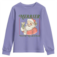 Merrier With Martinis Youth Sweatshirt Funny Retro Santa Christmas Cocktail Lover - Wonder Print Shop