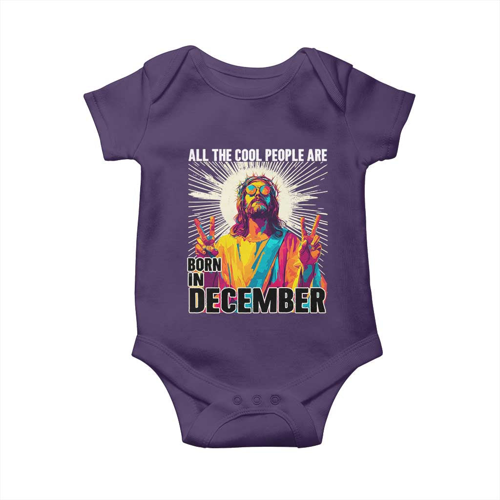 All the Cool People Are Born in December Baby Onesie Funny Trippy Neon Jesus Birthday Meme - Wonder Print Shop