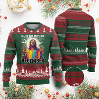 All the Cool People Are Born in December Ugly Christmas Sweater Funny Trippy Neon Jesus Birthday Meme - Wonder Print Shop