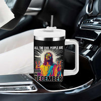 All the Cool People Are Born in December Tumbler With Handle Funny Trippy Neon Jesus Birthday Meme - Wonder Print Shop