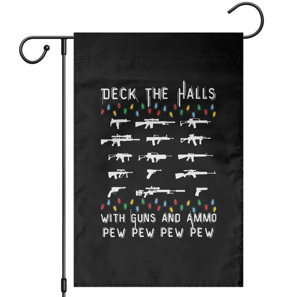 Deck the Halls with Guns and Ammo Garden Flag Funny Pew Pew Christmas Meme for Second Amendment Fans - Wonder Print Shop