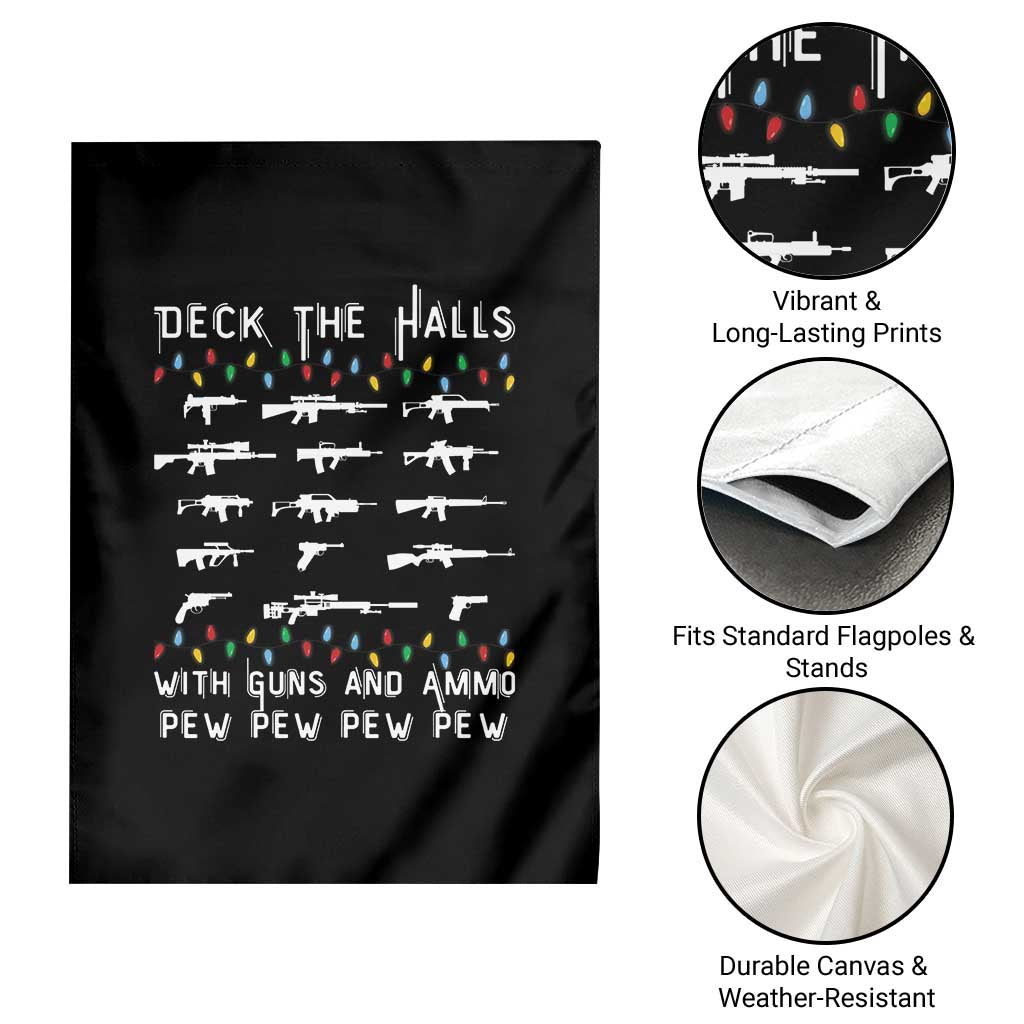Deck the Halls with Guns and Ammo Garden Flag Funny Pew Pew Christmas Meme for Second Amendment Fans - Wonder Print Shop
