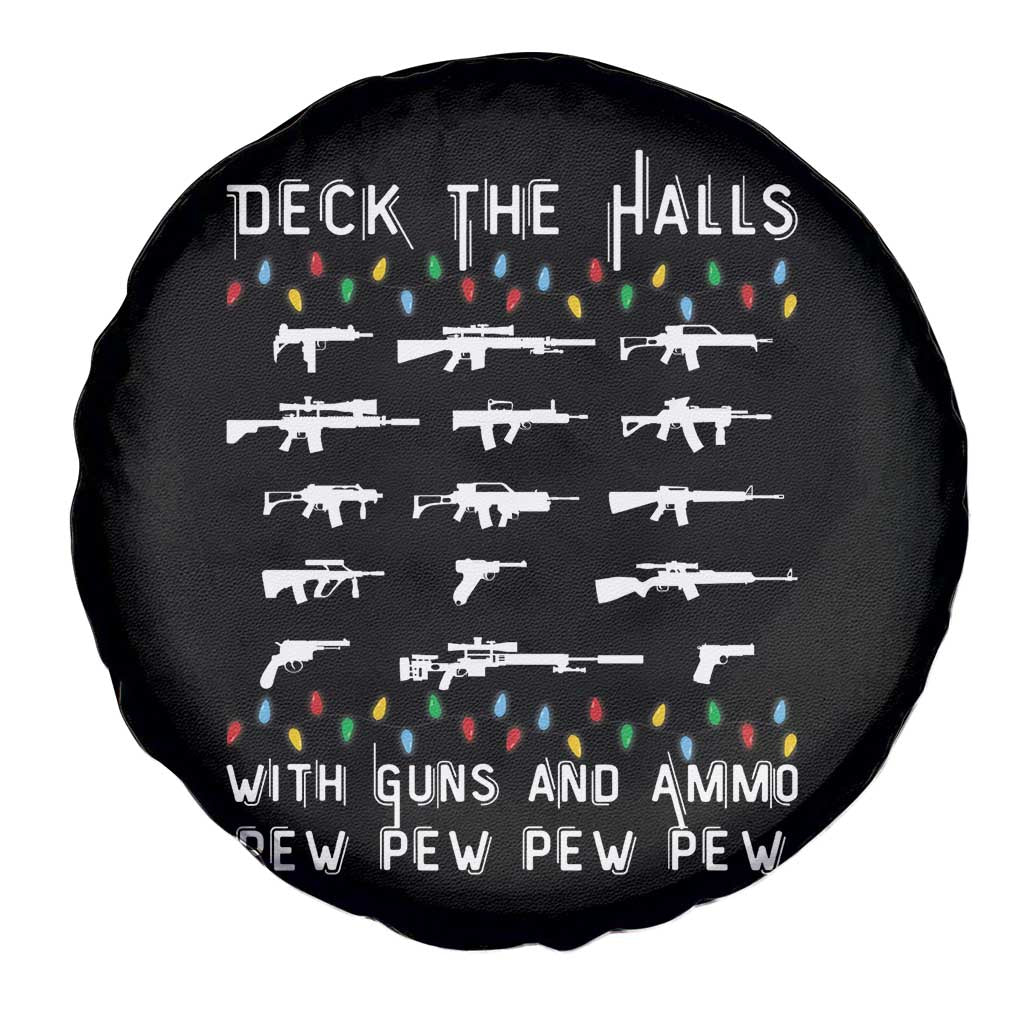 Deck the Halls with Guns and Ammo Spare Tire Cover Funny Pew Pew Christmas Meme for Second Amendment Fans - Wonder Print Shop