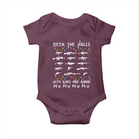Deck the Halls with Guns and Ammo Baby Onesie Funny Pew Pew Christmas Meme for Second Amendment Fans - Wonder Print Shop
