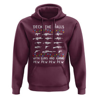 Deck the Halls with Guns and Ammo Hoodie Funny Pew Pew Christmas Meme for Second Amendment Fans - Wonder Print Shop