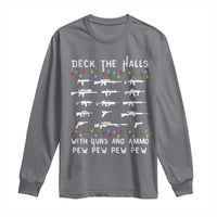 Deck the Halls with Guns and Ammo Long Sleeve Shirt Funny Pew Pew Christmas Meme for Second Amendment Fans - Wonder Print Shop