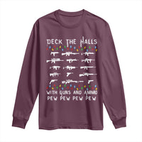 Deck the Halls with Guns and Ammo Long Sleeve Shirt Funny Pew Pew Christmas Meme for Second Amendment Fans - Wonder Print Shop