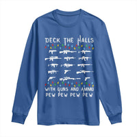 Deck the Halls with Guns and Ammo Long Sleeve Shirt Funny Pew Pew Christmas Meme for Second Amendment Fans - Wonder Print Shop