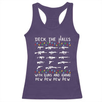 Deck the Halls with Guns and Ammo Racerback Tank Top Funny Pew Pew Christmas Meme for Second Amendment Fans - Wonder Print Shop