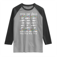 Deck the Halls with Guns and Ammo Raglan Shirt Funny Pew Pew Christmas Meme for Second Amendment Fans - Wonder Print Shop