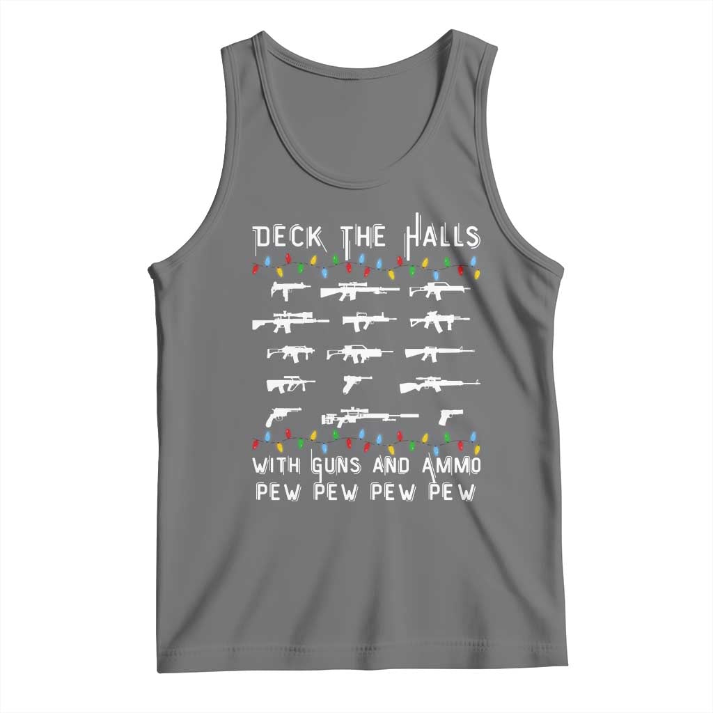 Deck the Halls with Guns and Ammo Tank Top Funny Pew Pew Christmas Meme for Second Amendment Fans - Wonder Print Shop
