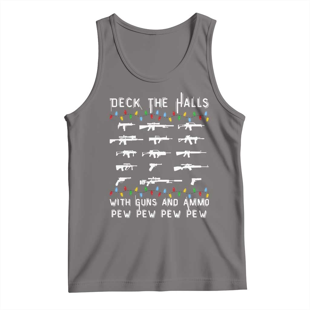 Deck the Halls with Guns and Ammo Tank Top Funny Pew Pew Christmas Meme for Second Amendment Fans - Wonder Print Shop
