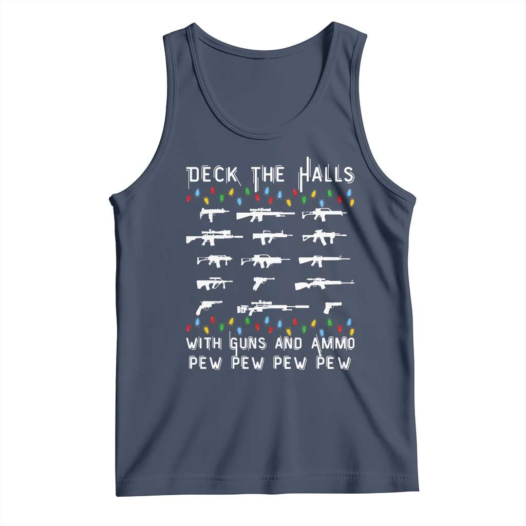 Deck the Halls with Guns and Ammo Tank Top Funny Pew Pew Christmas Meme for Second Amendment Fans - Wonder Print Shop