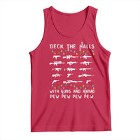 Deck the Halls with Guns and Ammo Tank Top Funny Pew Pew Christmas Meme for Second Amendment Fans - Wonder Print Shop