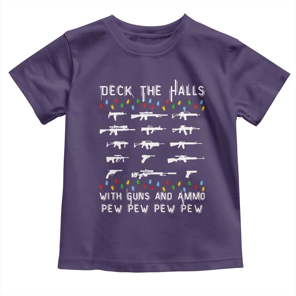Deck the Halls with Guns and Ammo Toddler T Shirt Funny Pew Pew Christmas Meme for Second Amendment Fans - Wonder Print Shop