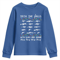 Deck the Halls with Guns and Ammo Youth Sweatshirt Funny Pew Pew Christmas Meme for Second Amendment Fans - Wonder Print Shop
