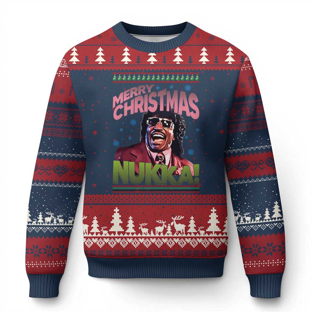 Funny Retro Merry Xmas Nukka Parody Ugly Christmas Sweater Xmas Throwback Parody Urban Comedy - Wonder Print Shop