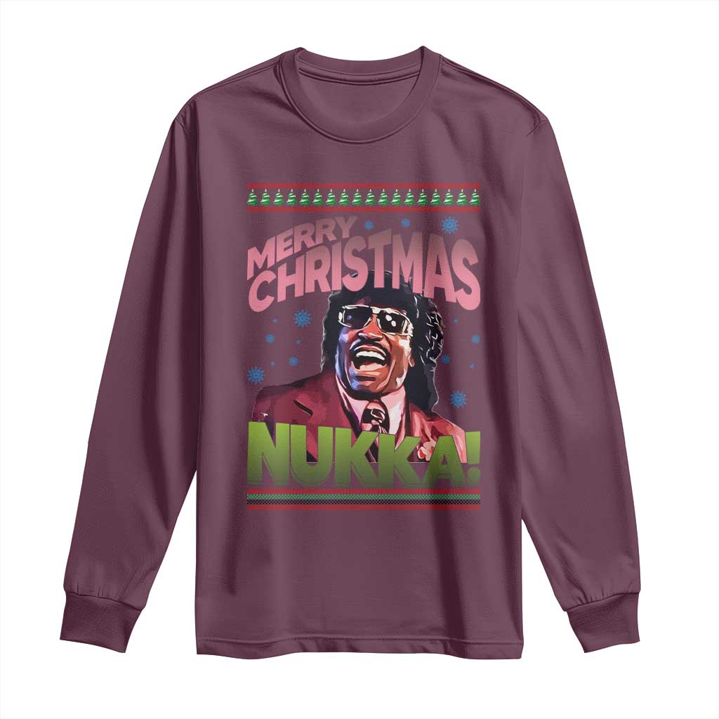 Funny Retro Merry Christmas Nukka Parody Long Sleeve Shirt Xmas Throwback Parody Urban Comedy - Wonder Print Shop