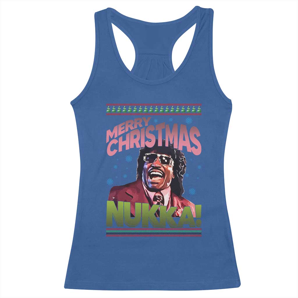 Funny Retro Merry Christmas Nukka Parody Racerback Tank Top Xmas Throwback Parody Urban Comedy - Wonder Print Shop