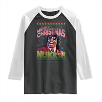 Funny Retro Merry Christmas Nukka Parody Raglan Shirt Xmas Throwback Parody Urban Comedy - Wonder Print Shop