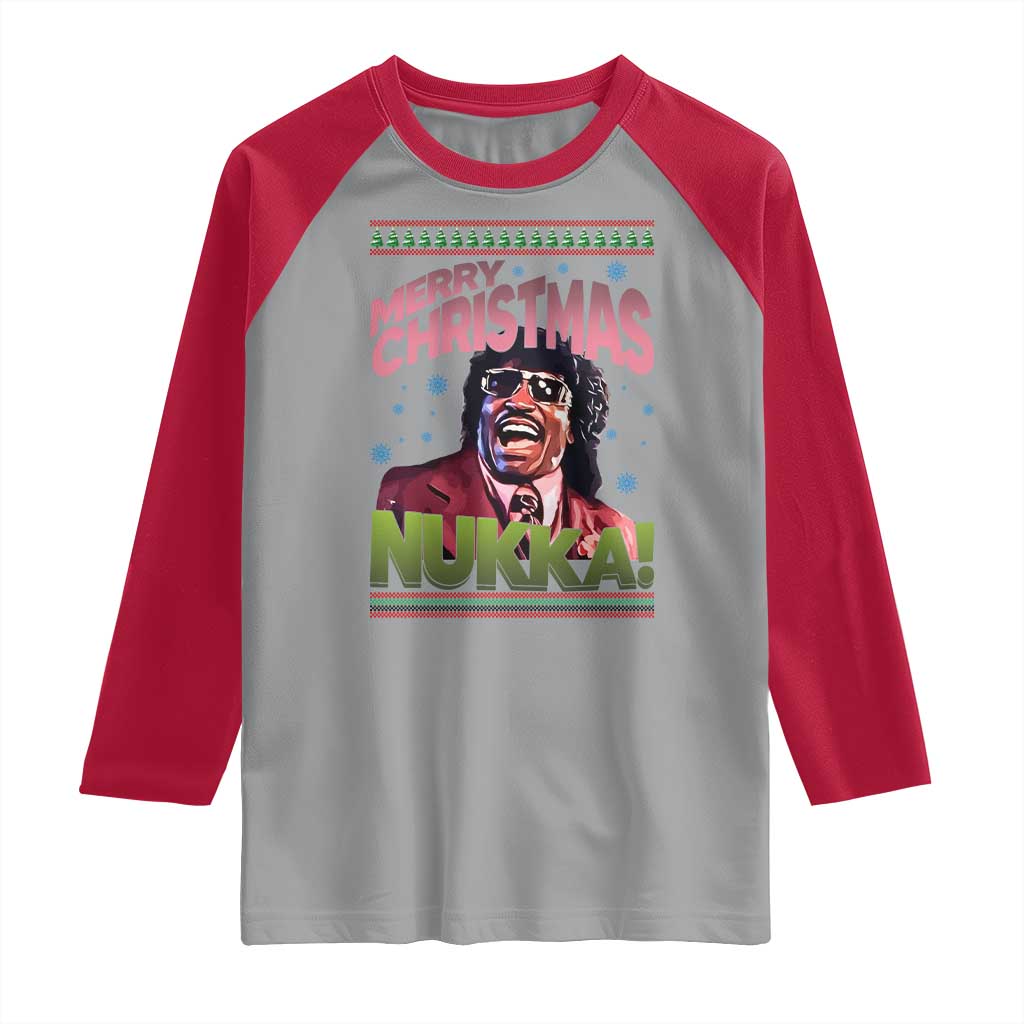 Funny Retro Merry Christmas Nukka Parody Raglan Shirt Xmas Throwback Parody Urban Comedy - Wonder Print Shop