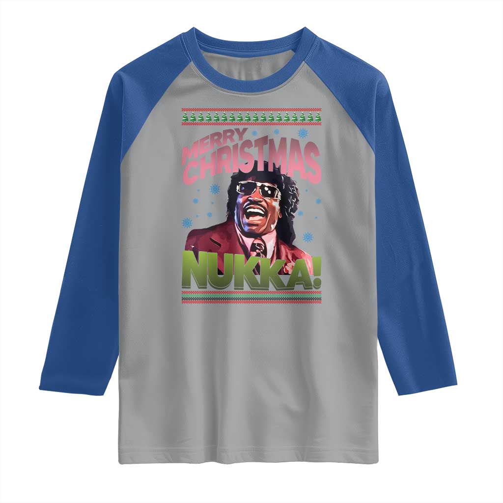 Funny Retro Merry Christmas Nukka Parody Raglan Shirt Xmas Throwback Parody Urban Comedy - Wonder Print Shop