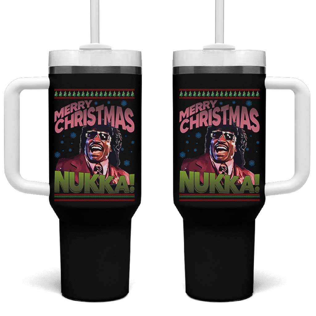 Funny Retro Merry Christmas Nukka Parody Tumbler With Handle Xmas Throwback Parody Urban Comedy - Wonder Print Shop