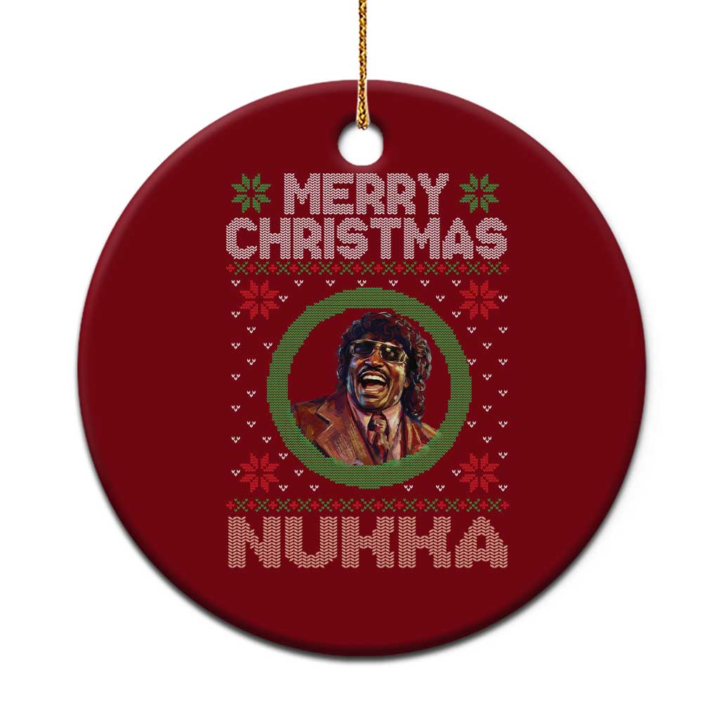 Funny Retro Merry Christmas Nukka Parody Ceramic Ornament Holiday Cheer 90s Xmas Throwback Parody - Wonder Print Shop