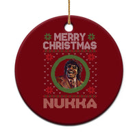 Funny Retro Merry Christmas Nukka Parody Ceramic Ornament Holiday Cheer 90s Xmas Throwback Parody - Wonder Print Shop