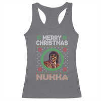 Funny Retro Merry Christmas Nukka Parody Racerback Tank Top Holiday Cheer 90s Xmas Throwback Parody - Wonder Print Shop