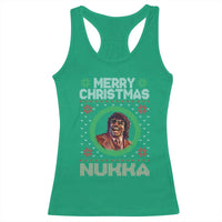 Funny Retro Merry Christmas Nukka Parody Racerback Tank Top Holiday Cheer 90s Xmas Throwback Parody - Wonder Print Shop