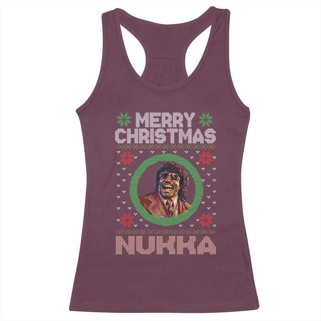 Funny Retro Merry Christmas Nukka Parody Racerback Tank Top Holiday Cheer 90s Xmas Throwback Parody - Wonder Print Shop