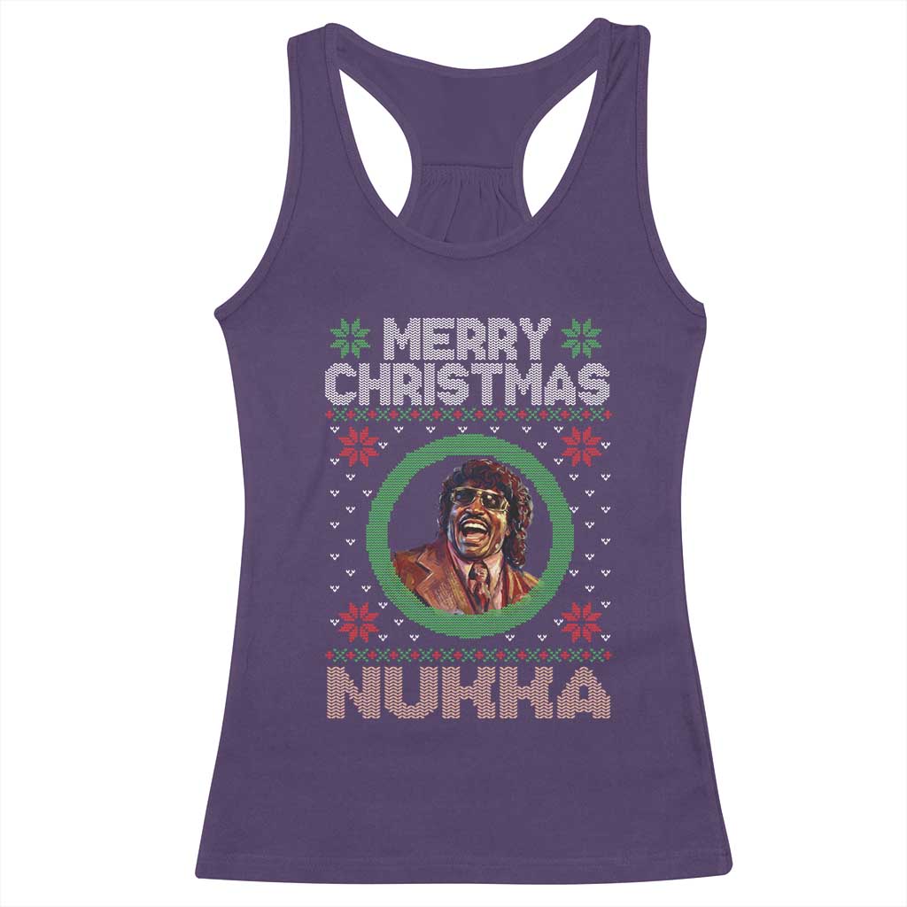Funny Retro Merry Christmas Nukka Parody Racerback Tank Top Holiday Cheer 90s Xmas Throwback Parody - Wonder Print Shop