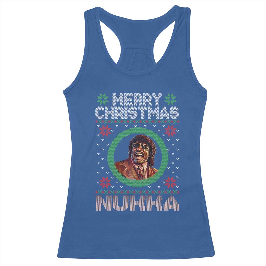 Funny Retro Merry Christmas Nukka Parody Racerback Tank Top Holiday Cheer 90s Xmas Throwback Parody - Wonder Print Shop