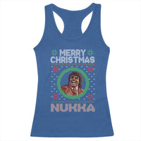Funny Retro Merry Christmas Nukka Parody Racerback Tank Top Holiday Cheer 90s Xmas Throwback Parody - Wonder Print Shop