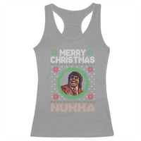 Funny Retro Merry Christmas Nukka Parody Racerback Tank Top Holiday Cheer 90s Xmas Throwback Parody - Wonder Print Shop