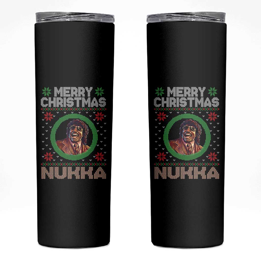 Funny Retro Merry Christmas Nukka Parody Skinny Tumbler Holiday Cheer 90s Xmas Throwback Parody - Wonder Print Shop