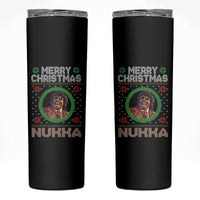 Funny Retro Merry Christmas Nukka Parody Skinny Tumbler Holiday Cheer 90s Xmas Throwback Parody - Wonder Print Shop